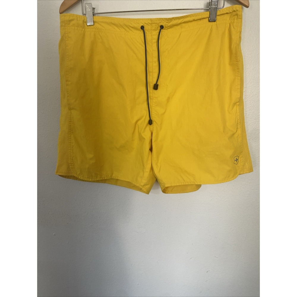 Victorinox Board Shorts Mens Large Mesh Yellow‎ Swim Trunks Surf Beach Vacation